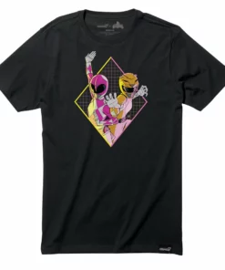 Super7 Mighty Morphin Power Rangers T-Shirt - Pink And Yellow Power Rangers Movies & TV