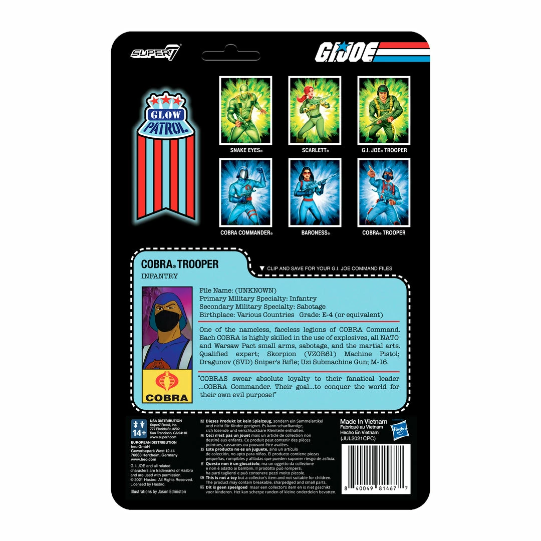 Super7 G.I. Joe ReAction Figures Wave 1b - Cobra Trooper Y-back (Glow Patrol) Movies & TV 7 Super7 G.I. Joe ReAction Figures Wave 1b - Cobra Trooper Y-back (Glow Patrol) Movies & TV