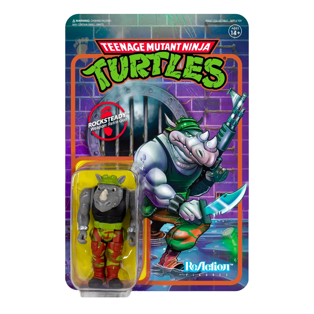 Super7 Teenage Mutant Ninja Turtles ReAction Figure - Rocksteady Movies & TV 3 Super7 Teenage Mutant Ninja Turtles ReAction Figure - Rocksteady Movies & TV
