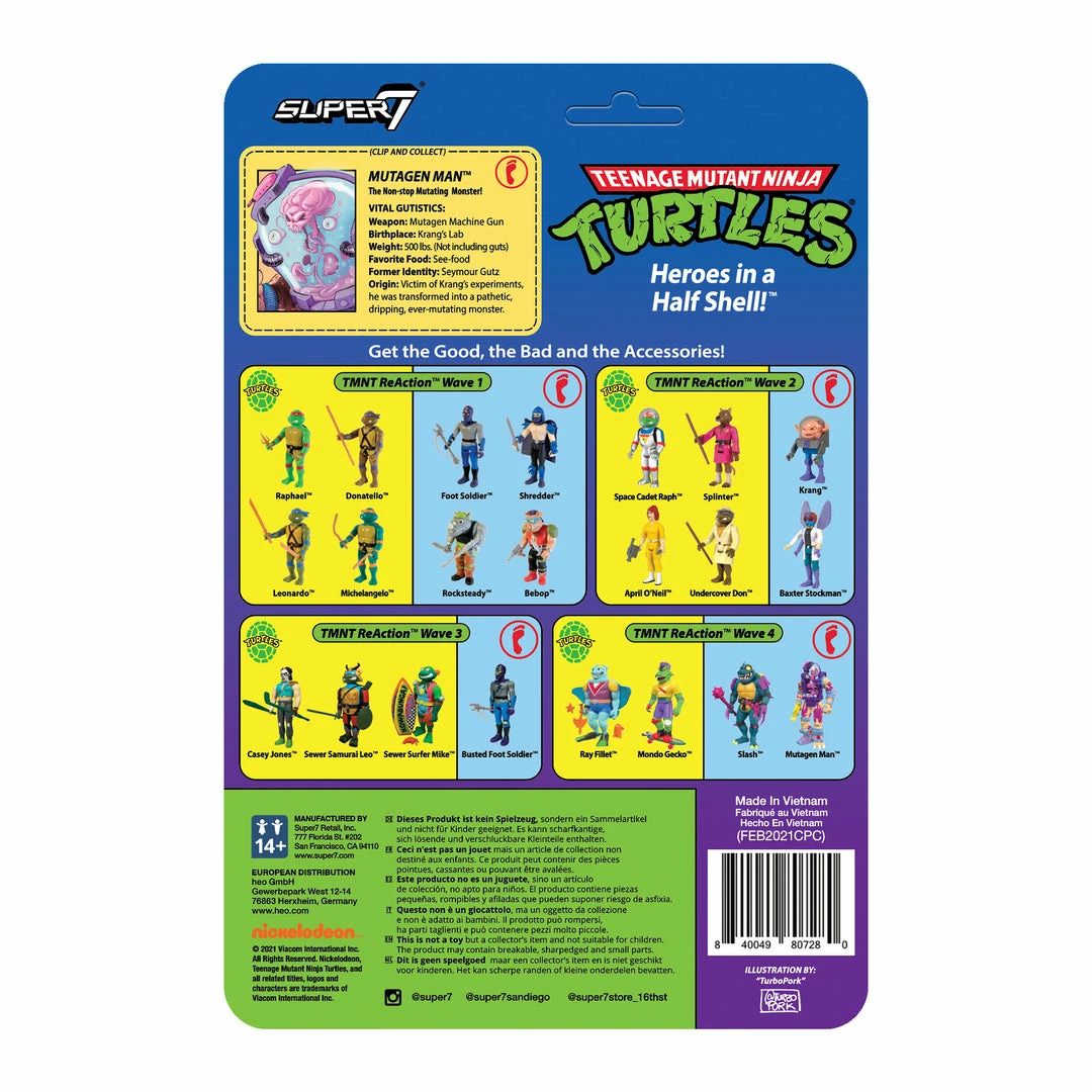 Super7 Animation Teenage Mutant Ninja Turtles ReAction Figure Wave 4 - Mutagen Man
